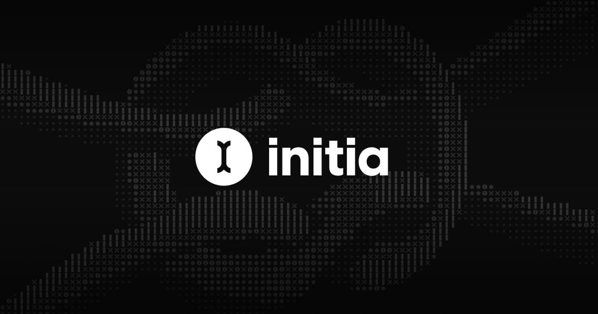 Initia (INIT) logo on a dark digital background representing its modular blockchain network.