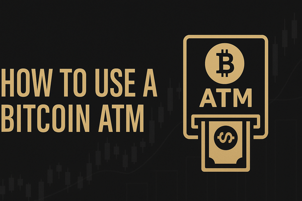 Bitcoin ATM cover image showing beige title text and ATM icon with Bitcoin symbol on a dark background