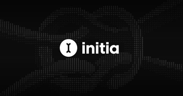 Initia (INIT) logo on a dark digital background representing its modular blockchain network.