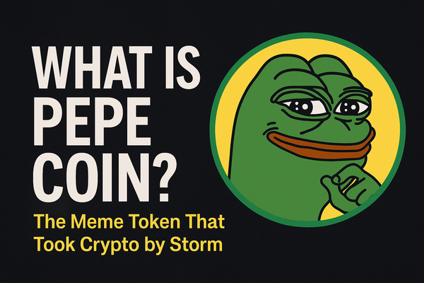 Wide cover image of Pepe Coin with Pepe the Frog mascot and bold title text "What is Pepe Coin? The Meme Token That Took Crypto by Storm" on dark background.